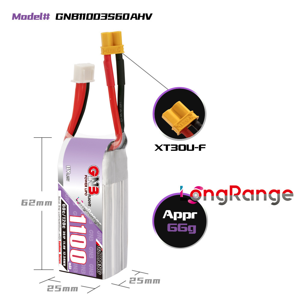 GNB 1100mAh 2S 3S 4S 6S 60C/12 - Nano Quad Fpv review and price